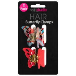 Style Studio Hair Butterfly Clamps 2pk - Red