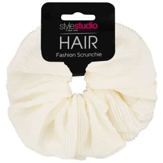 Style Studio Hair Scrunchy - Cream Plisse 1 Style Studio Hair Scrunchy - Cream Plisse