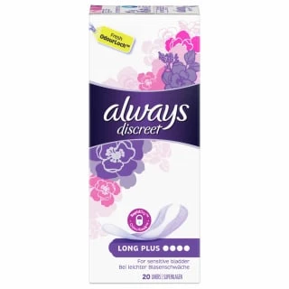 Always® Always Discreet Liners 20pk - Long Plus 1 Always® Always Discreet Liners 20pk - Long Plus