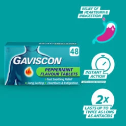 Gaviscon Chewable Tablets 48pk - Peppermint -Health Supply Store 379273 gaviscon 48 chewable tablets peppermint 2