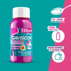 Gaviscon Double Action 150ml - Mixed Berries -Health Supply Store 379279 gaviscon 150ml double action mixed berries liquid 2