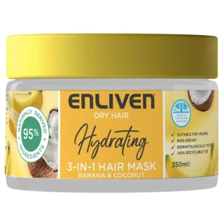 Enliven Hydrating 3-in-1 Hair Mask 350ml - Banana & Coconut 1 Enliven Hydrating 3-in-1 Hair Mask 350ml - Banana & Coconut